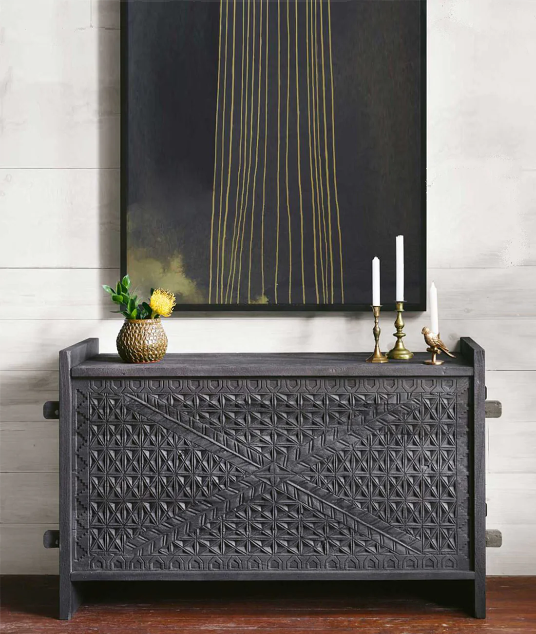 Wooden Solid Black Storage Trunk - Image 5