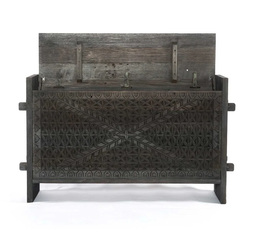 Wooden Solid Black Storage Trunk